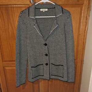 Cocogió Made in Italy herringbone black white blazer cardigan Women size L Large